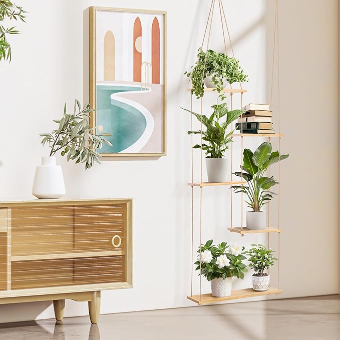 Hemp Rope Hanging Window Plant Shelf from Ceiling - Image 9