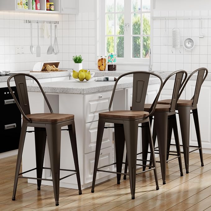Yongqiang 24 inch Bar Stools Set of 4 Kitchen Counter Height Bar Chairs Modern - Image 2