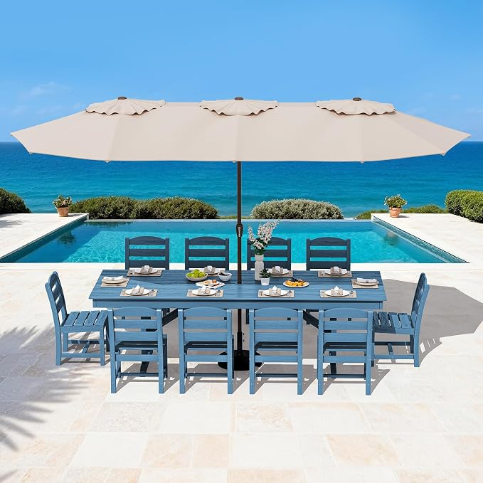 SERWALL Outdoor Dining Table, All Weather HDPE Outdoor Furniture - Image 7