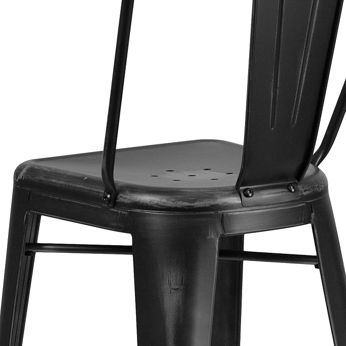 EMMA + OLIVER Commercial Grade 30" H Distressed Black Metal Indoor-Outdoor - Image 8