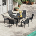 VICLLAX 7 Pieces Patio Outdoor Dining Set, 47.2" Round Metal Table by HOME