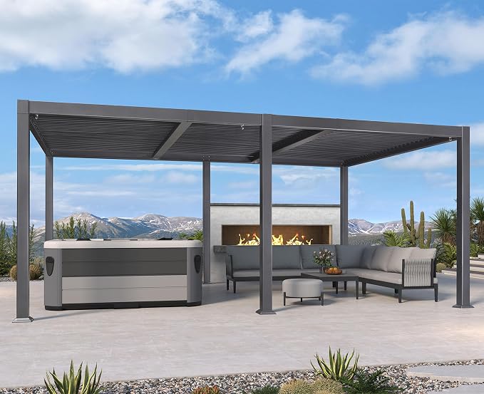 PURPLE LEAF Louvered Pergola 11' x 18' Aluminum Outdoor Pergola - Image 2