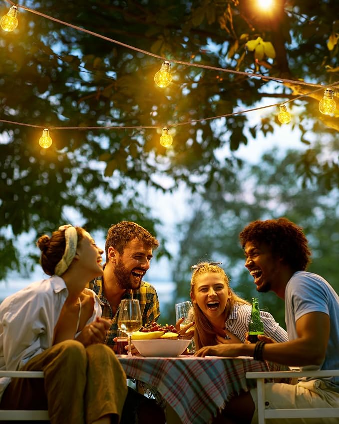 Brightown Solar String Lights Outdoor, 2 Pack 30Ft Vintage Hemp Rope Patio - Image 6