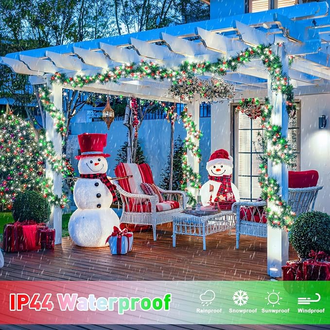 JMEXSUSS 200 LED Red White and Green Christmas Lights Outdoor, 66ft String - Image 4