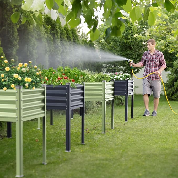 Raised Garden Bed with Legs, 48×24×32in Large Galvanized Elevated Planter Box - Image 6