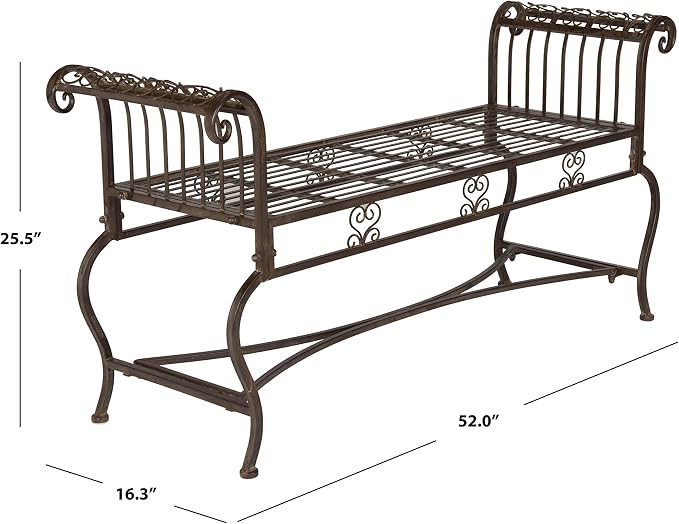 Safavieh Outdoor Collection Brielle Antique White Bench - Image 5
