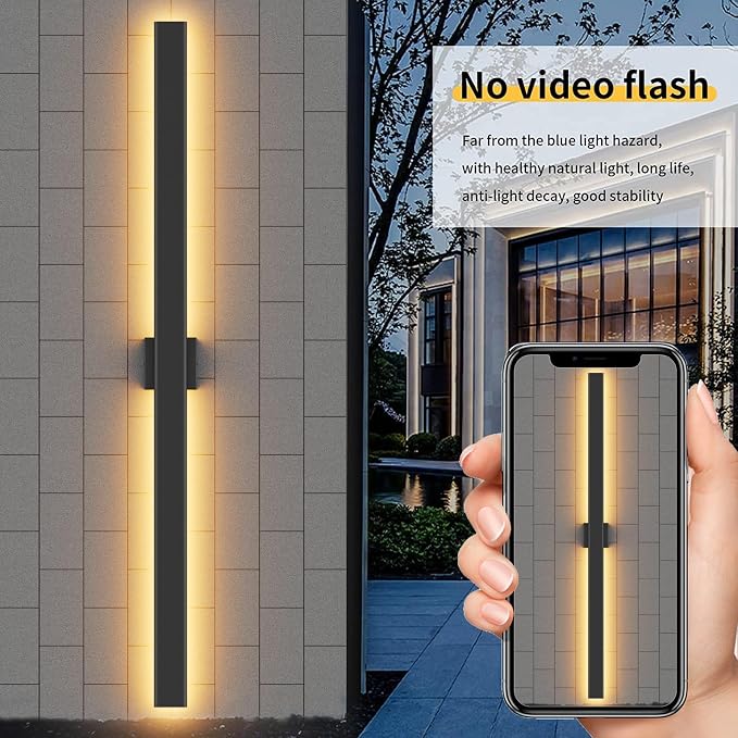 Aipsun 2 Packs Outdoor Wall Sconce, 3000K 4000K 6000K, 56.3in Modern Black - Image 9