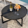 COSIEST Small Round Outdoor Coffee Table Dark Grey, Balcony and Living Room by COSIEST