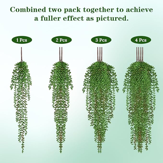 Waipfaru 4Pcs Artificial Hanging Plants, Fake Vines Fake Hanging Plants - Image 6