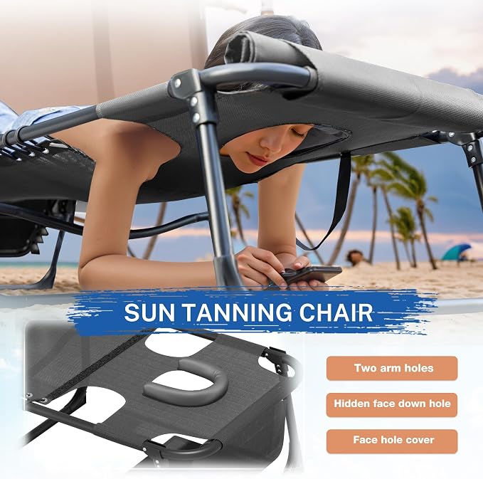 Devoko Beach Lounge Chair, Outdoor Sun Tanning Chair - Image 4