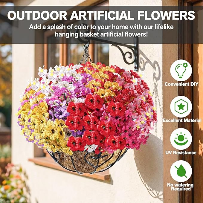 60 Pack Artificial Flowers Outdoor, Faux Silk Flowers - Image 2