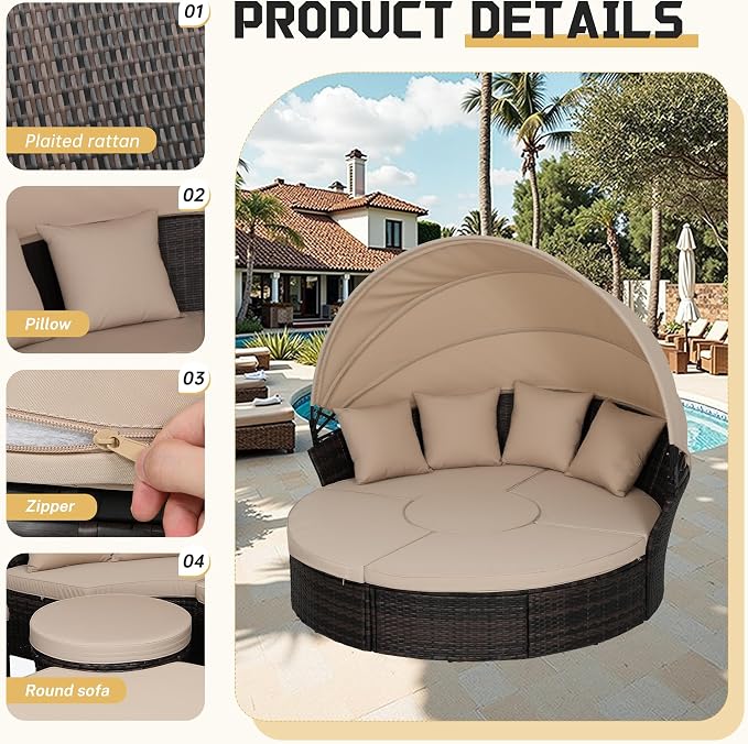 Incbruce Patio Round Daybed - Image 4