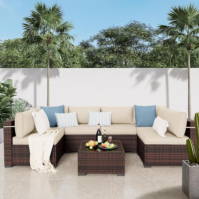 Amopatio Patio Furniture Set 7 Pieces Patio Conversation Set Outdoor Sectional - Image 8