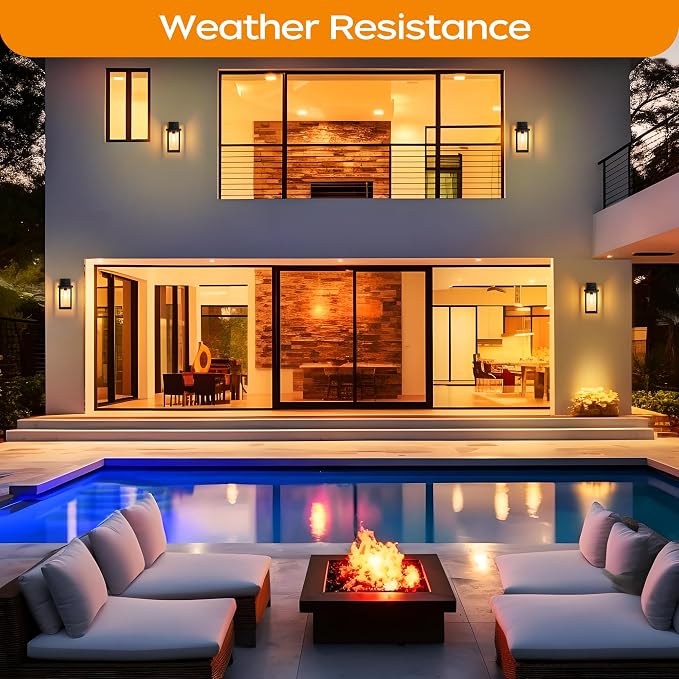 WIHTU Outdoor Porch Lights Fixtures Wall Mount, Dusk to Dawn Outdoor Lighting - Image 6