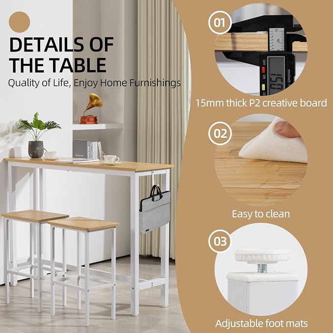 Finnhomy 52.7" Industrial Bar Table Set - Image 6