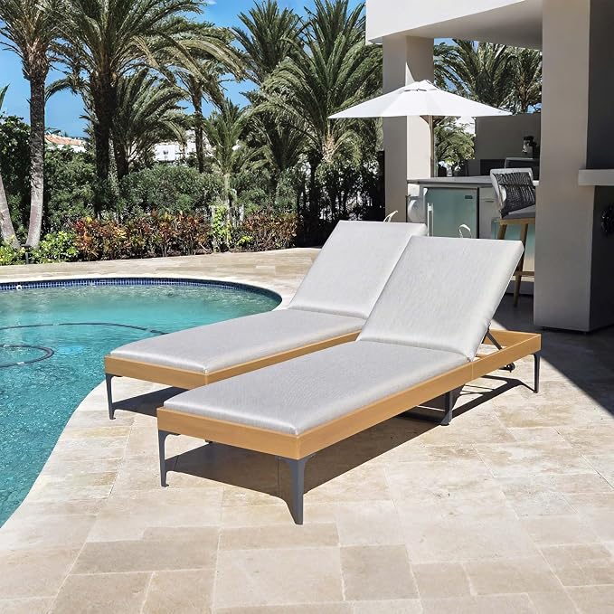 PURPLE LEAF Outdoor Chaise Lounge Set of 2 Aluminum Adjustable Patio Lounger - Image 2