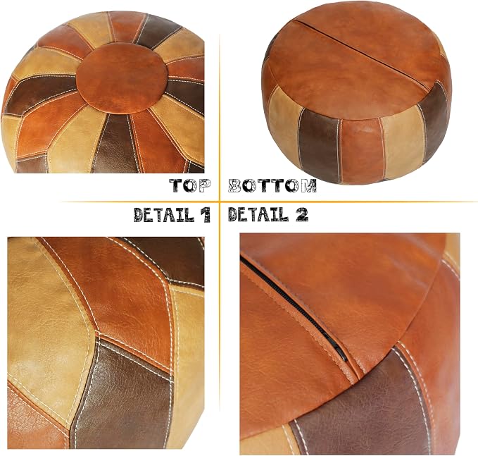Thgonwid Unstuffed Moroccan Faux Leather Pouf Ottoman - Image 8