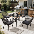 ECOTOUGE 5 Piece Patio Dining Set, Wicker Outdoor Furniture Set w/Glass Table by ECOTOUGE