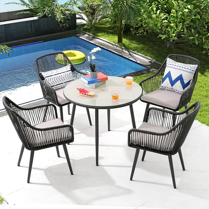 Patiorama 5-Piece Patio Dining Set, Outdoor Dining Table Chair Set, All-Weather by Patiorama