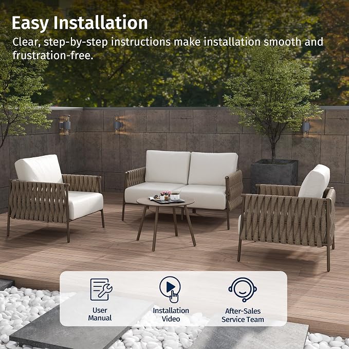 East Oak 4-Piece Patio Furniture Set | Life Chatter Outdoor Furniture | Coffee - Image 9