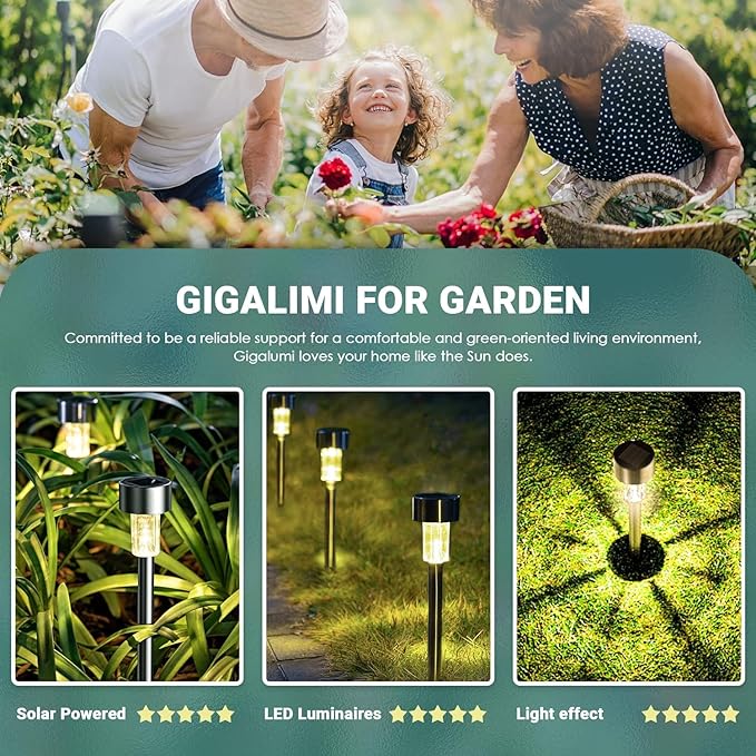 GIGALUMI 16 Pack Solar Path Lights Outdoor, Solar Lights Outdoor Waterproof - Image 3