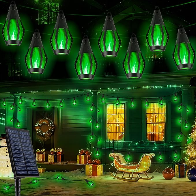 Flacchi Solar Flame String Lights - 42ft 15 LED Lights Outdoor Solar String - Image 6