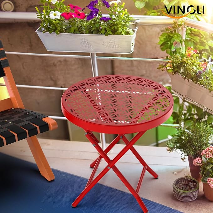 VINGLI Patio Folding Side Table, Small Outdoor Table - Image 7