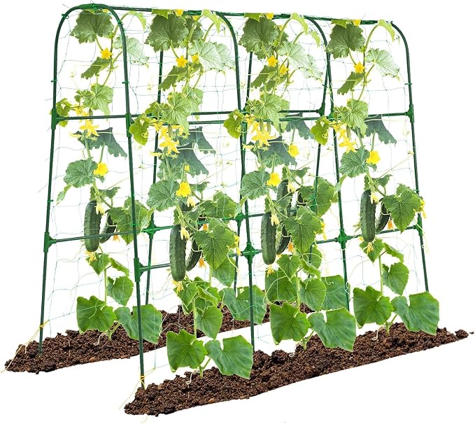 Garden Trellis for Climbing Plants Outdoor, Cucumber Trellis for Raised Bed by OTOSUNNY