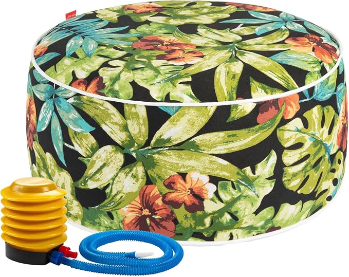 Outdoor/Indoor Inflatable Ottoman Pouf D20 xH9, All Weather Round Footstool by IN4Care