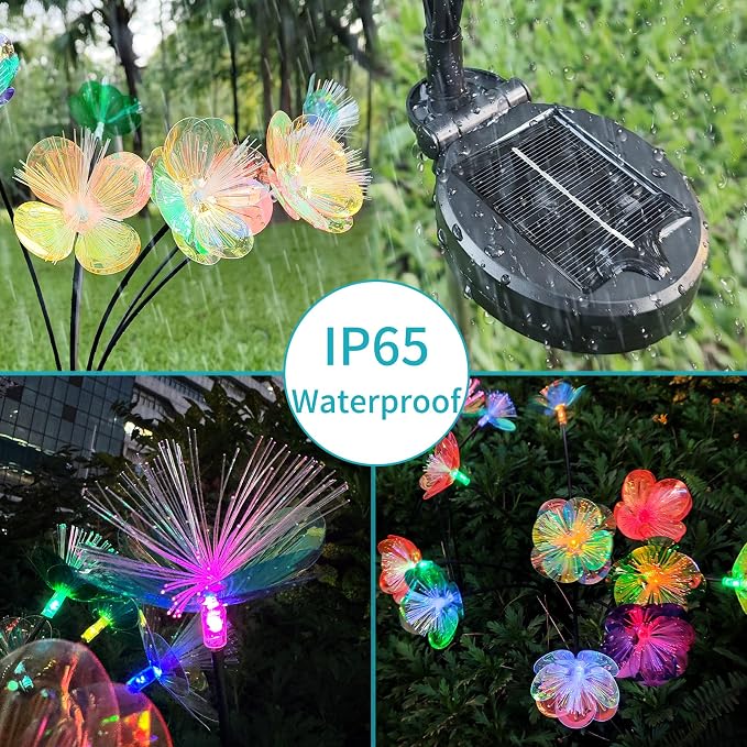 JJGoo 2 Pack Solar Garden Lights, Solar Flower Swaying Light - Image 6