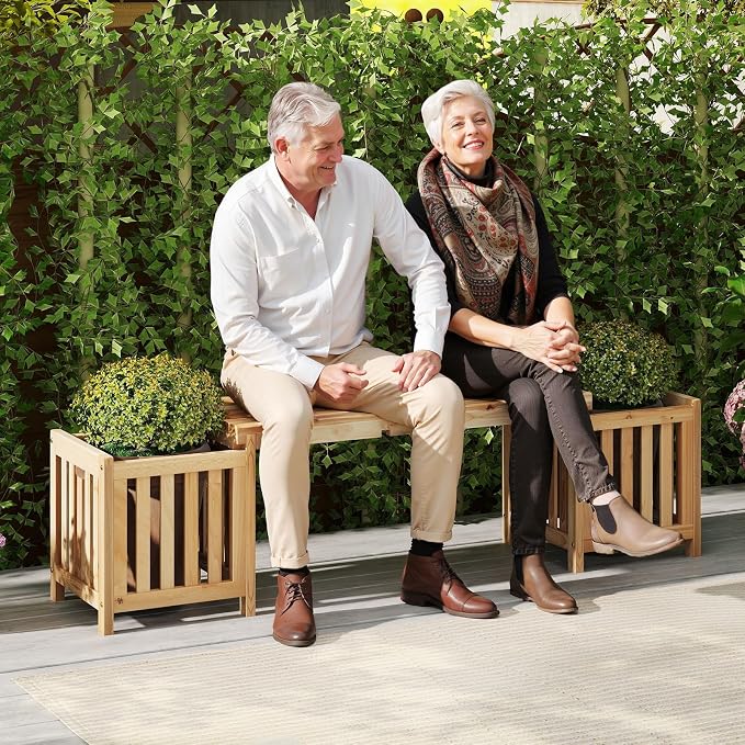 Giantex 2-in-1 Outdoor Bench - Image 2