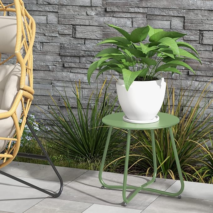 Grand patio Outdoor Side Table 18-inch Round End Table Accent Table - Image 8