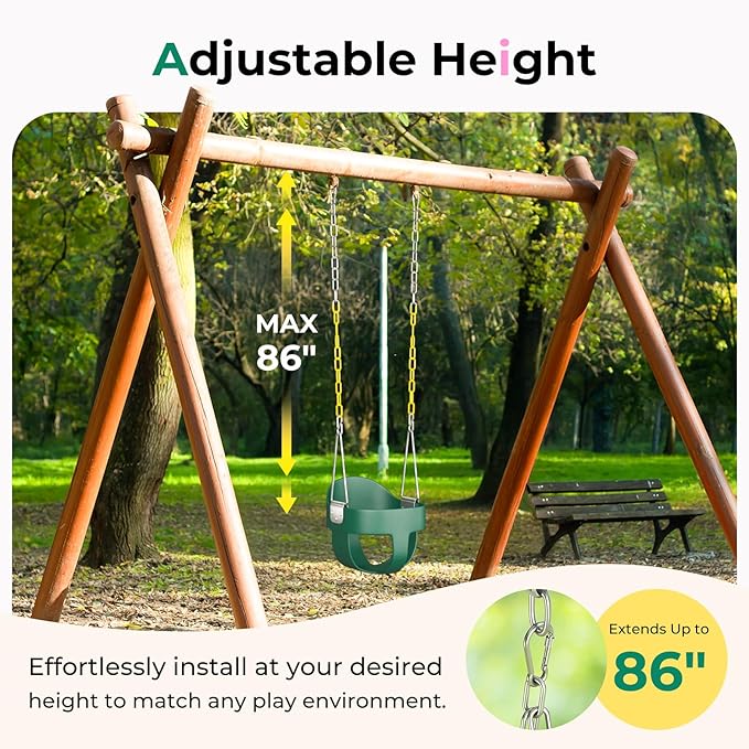 DECORLIFE Toddler Swing, Baby Swing Outdoor –High Back Full Bucket Swing Set - Image 6