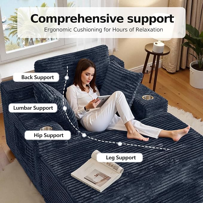 CHORRO67 Chaise Lounge Chair Indoor, Oversized Boneless Single Sleeeper Couch - Image 6