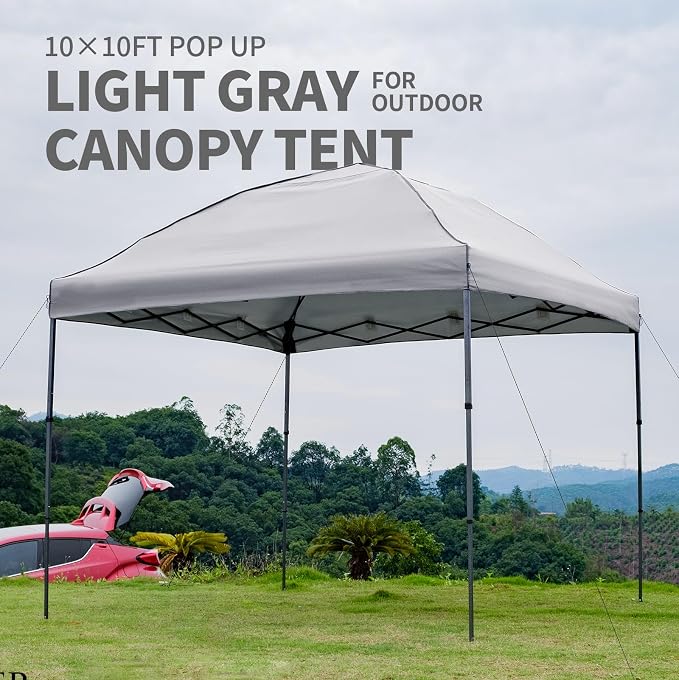 10x10 Pop Up Canopy Tent with 2 Sidewalls, Easy Up Canopy Outdoor Party Sun - Image 8
