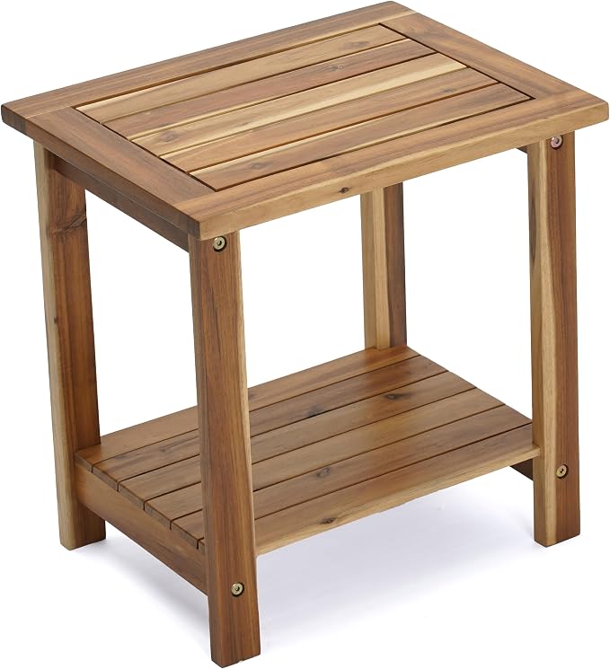2-Tier Adirondack Side Table – Weather Resistant Wooden End Table, Rectangular by AN68-Home-Clicknow