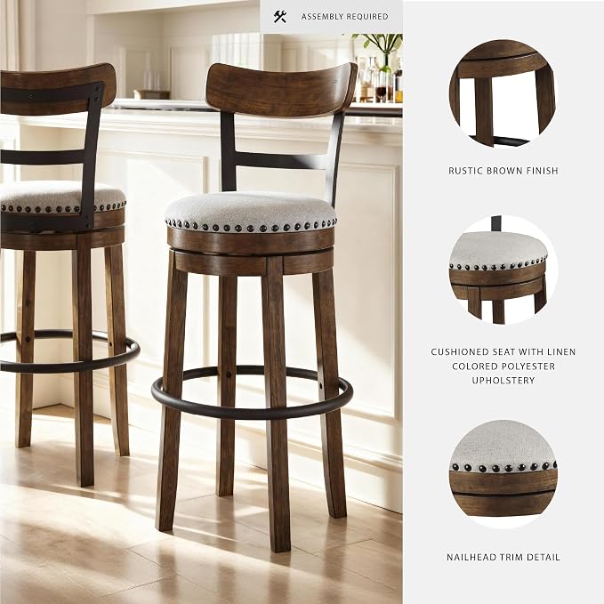 Signature Design by Ashley Valebeck | 30″ Farmhouse Pub-Height Swivel Barstool - Image 4