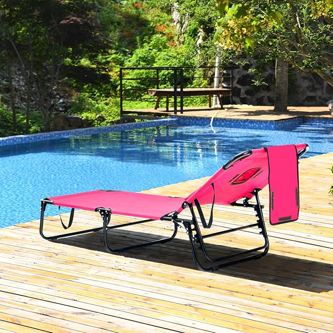 GYMAX Tanning Chair, 350lbs Beach Lounge Chair - Image 2