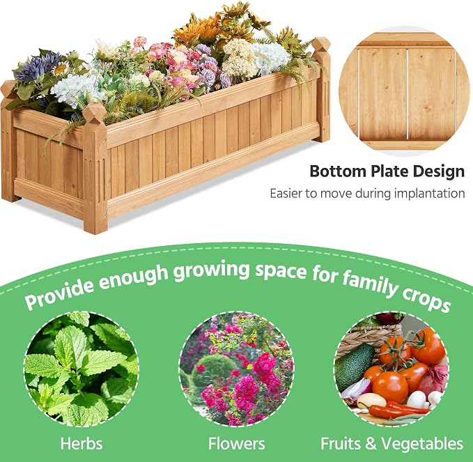 Yaheetech 43.5″ L×16″ W×14″ H Wooden Raised Garden Bed, Horticulture Wood - Image 8