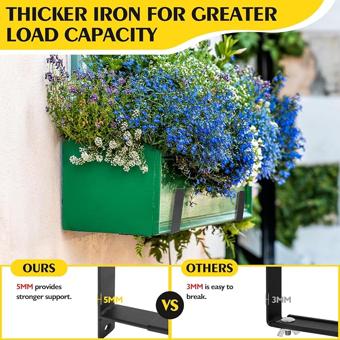 LukLoy Window Planter Box Brackets, 2 Pack Adjustable Heavy Duty Wall Mount - Image 5
