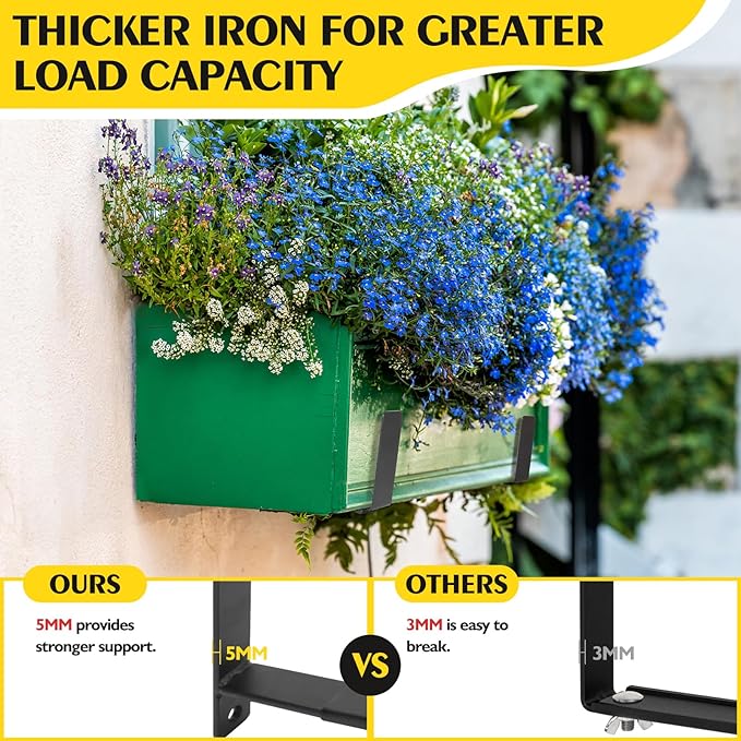LukLoy Window Box Brackets, 4 Pack Adjustable Heavy Duty Wall Mount Flower Box - Image 3