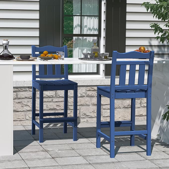 nalone Outdoor Bar Stools Set of 2, HDPE Tall Adirondack Chairs Bar Chairs - Image 6