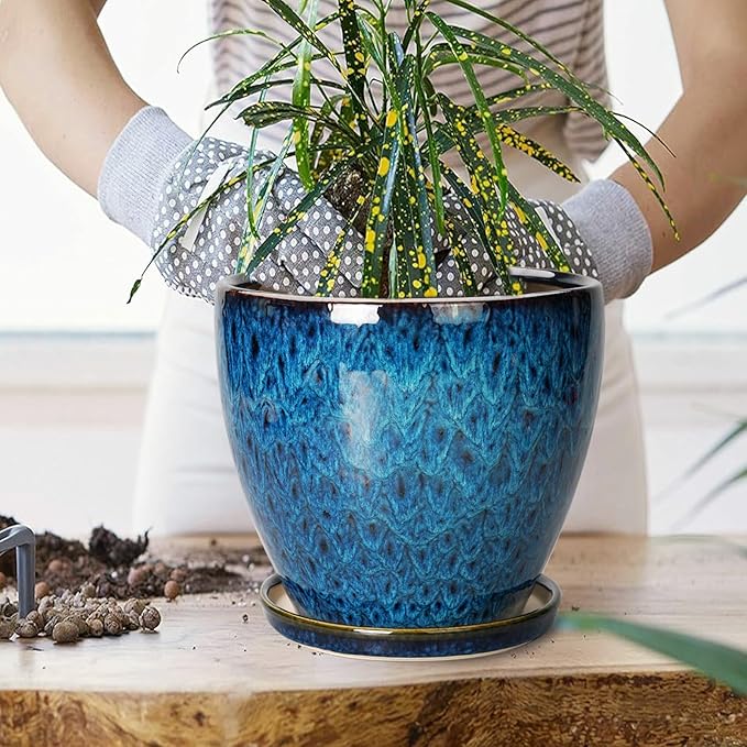 10 Inch Ceramic Planter Pot Round Plant Pot - Image 4