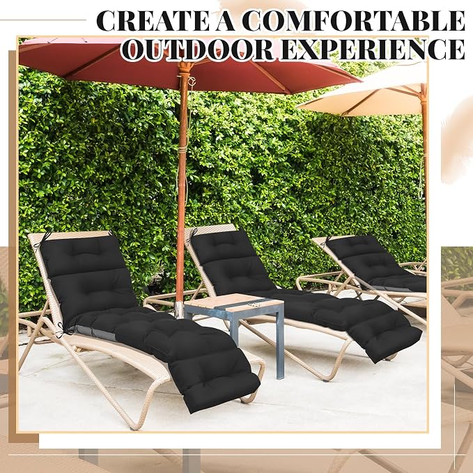 Kigley 2 Pcs Chaise Lounge Cushions 75 x 22 x 5 Inches Soft Lounge Chair - Image 6