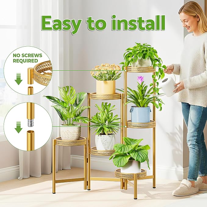 6 Tiered Plant Stand Indoor for Multiple Large Planter, Tall Heavy Duty - Image 6