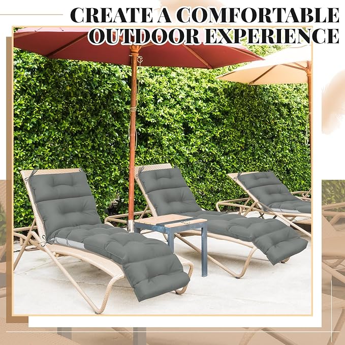 Kigley 2 Pcs Chaise Lounge Cushions 75 x 22 x 5 Inches Soft Lounge Chair - Image 6