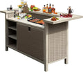 Domi Patio Bar Table, Outdoor Aluminum PE Wicker Bar Cart by domioutdoorliving