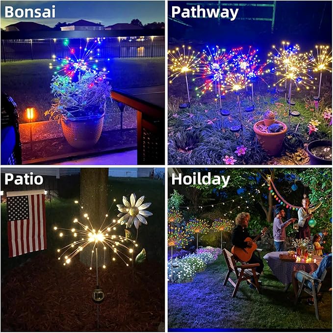 YOTOZU 2 PCS Solar Firework Light, Outdoor Solar Garden Decorative Lights 120 - Image 8