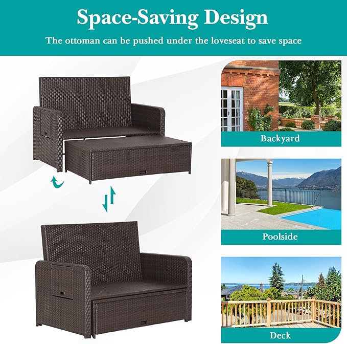 COSTWAY Patio Rattan Daybed - Image 5
