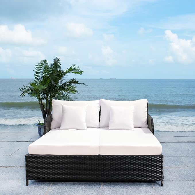 Safavieh PAT7500A Outdoor Collection Cadeo Black and White Cushion Daybed - Image 8